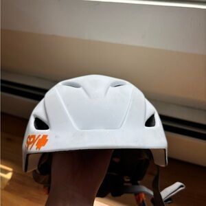 SPY White Helmet with Orange Accents
